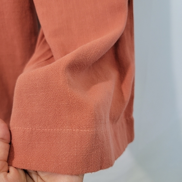 By Together + Collection Women's Dusty Pink Linen Blend Tank Romper Sz S Pocket - Picture 9 of 11